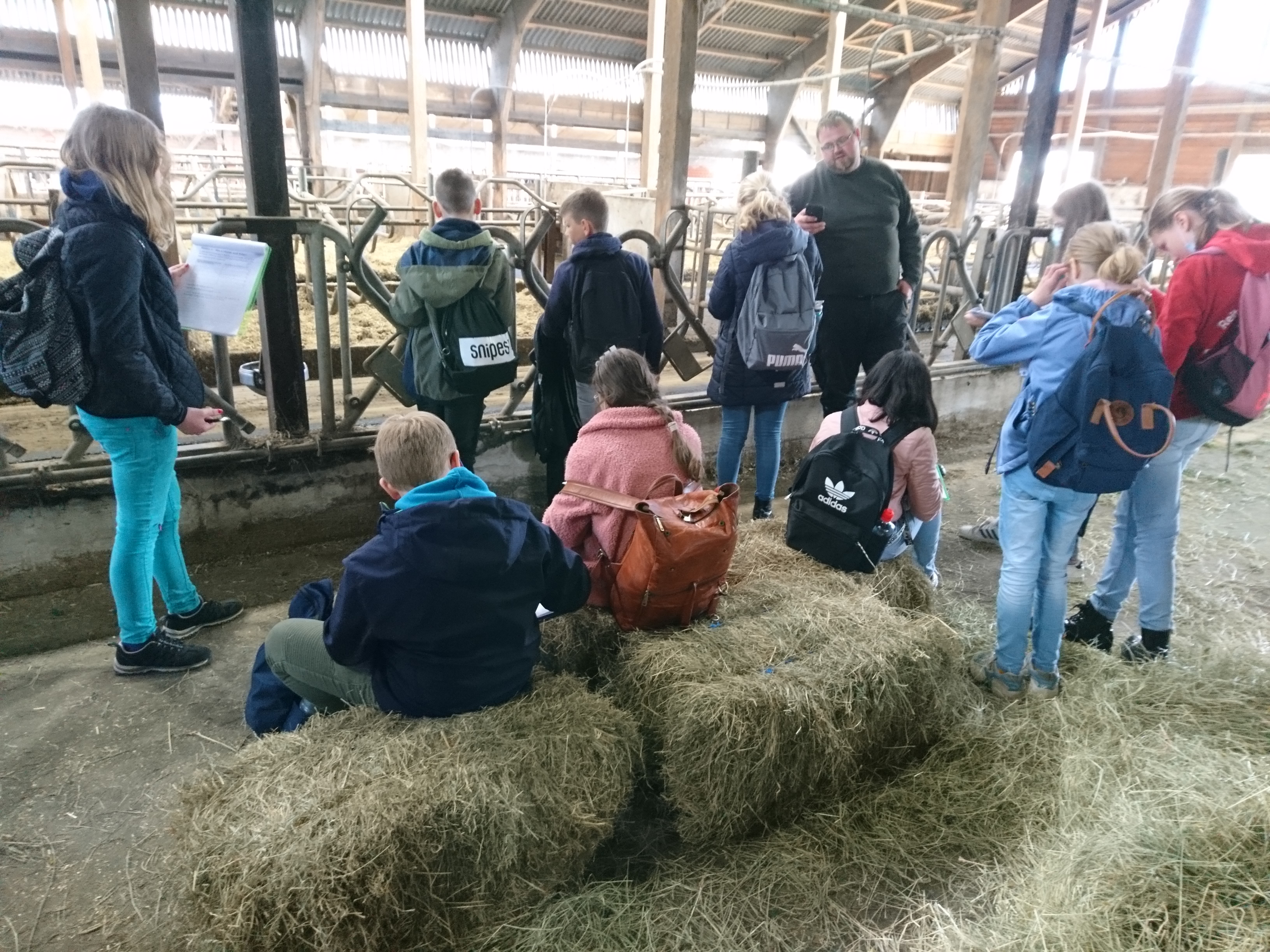 Hoferkundung Schülergruppe Heuballen